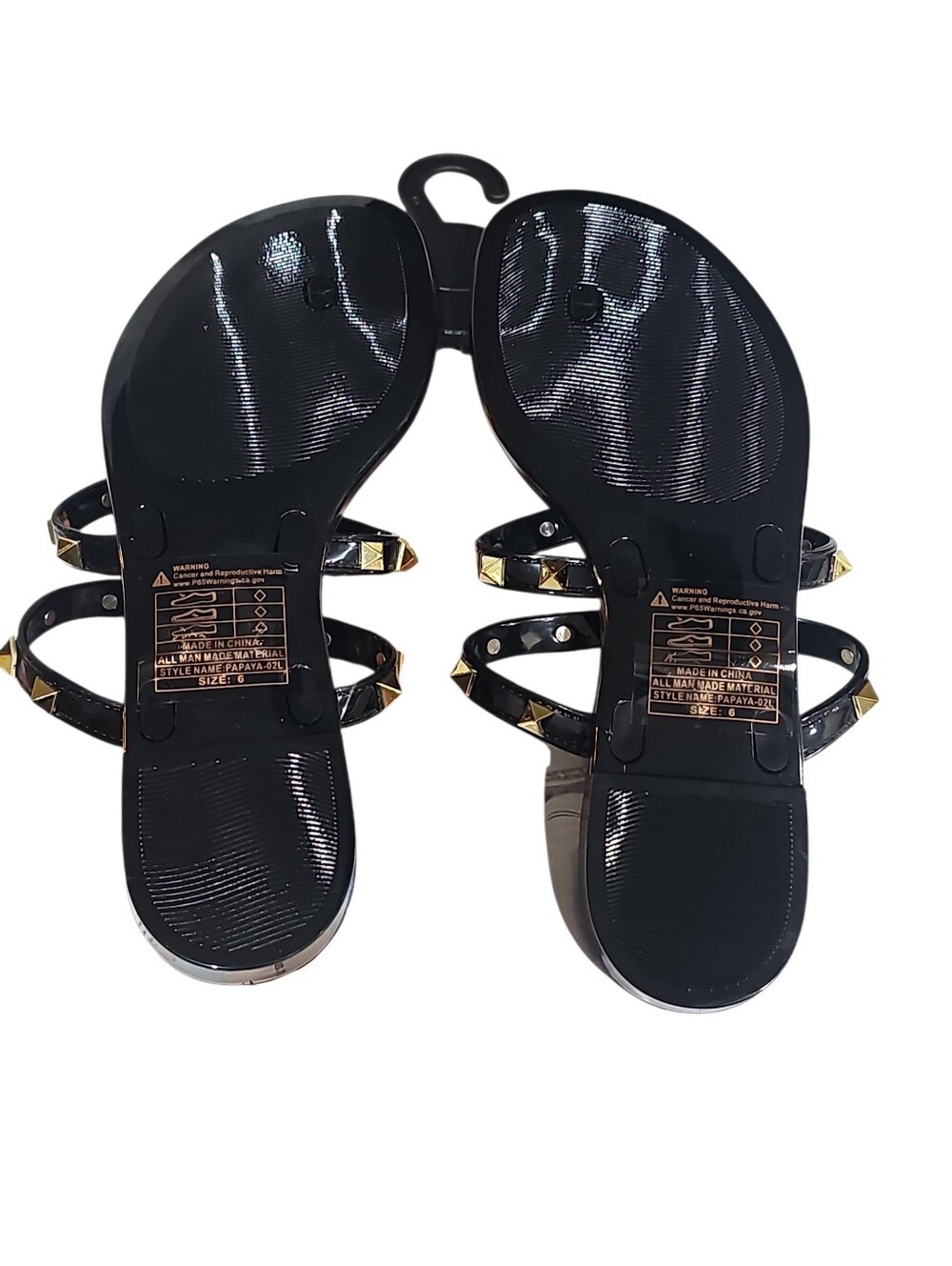 Olivia & Kate  Black Jelly Rivet Flip Flop Sandals Size 6 NWT - Picture 6 of 8